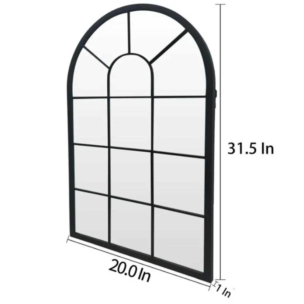 HQiJun Black Arched Window Mirror – 31.5
